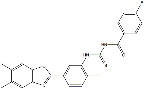 N-[5-(5,6-dimethyl-1,3-benzoxazol-2-yl)-2-methylphenyl]-N'-(4-fluorobenzoyl)thiourea Struktur