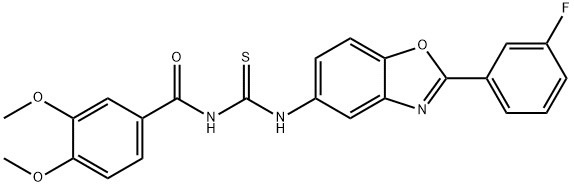 N-(3,4-dimethoxybenzoyl)-N'-[2-(3-fluorophenyl)-1,3-benzoxazol-5-yl]thiourea Struktur