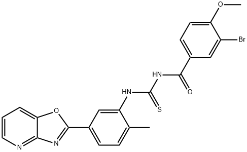 N-(3-bromo-4-methoxybenzoyl)-N'-(2-methyl-5-[1,3]oxazolo[4,5-b]pyridin-2-ylphenyl)thiourea Struktur