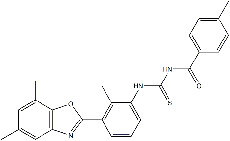 N-[3-(5,7-dimethyl-1,3-benzoxazol-2-yl)-2-methylphenyl]-N'-(4-methylbenzoyl)thiourea Struktur