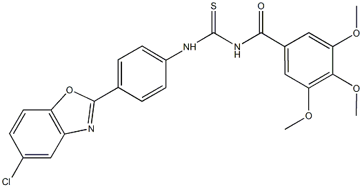 N-[4-(5-chloro-1,3-benzoxazol-2-yl)phenyl]-N'-(3,4,5-trimethoxybenzoyl)thiourea Struktur