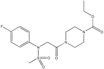 ethyl 4-{[4-fluoro(methylsulfonyl)anilino]acetyl}-1-piperazinecarboxylate Struktur