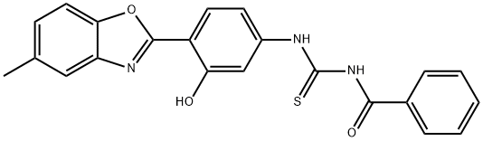 N-benzoyl-N'-[3-hydroxy-4-(5-methyl-1,3-benzoxazol-2-yl)phenyl]thiourea Struktur