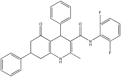 N-(2,6-difluorophenyl)-2-methyl-5-oxo-4,7-diphenyl-1,4,5,6,7,8-hexahydro-3-quinolinecarboxamide Struktur