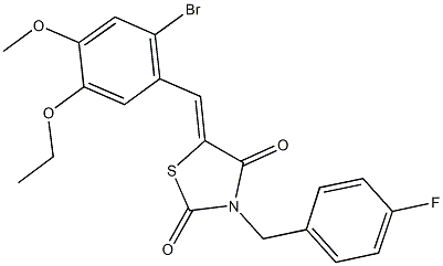 5-(2-bromo-5-ethoxy-4-methoxybenzylidene)-3-(4-fluorobenzyl)-1,3-thiazolidine-2,4-dione Struktur