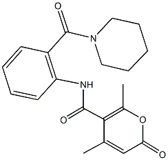 4,6-dimethyl-2-oxo-N-[2-(1-piperidinylcarbonyl)phenyl]-2H-pyran-5-carboxamide Struktur