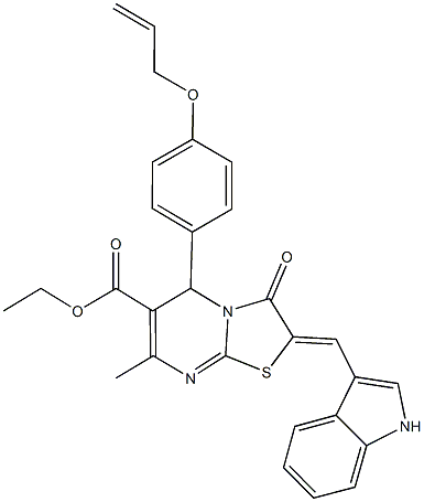 ethyl 5-[4-(allyloxy)phenyl]-2-(1H-indol-3-ylmethylene)-7-methyl-3-oxo-2,3-dihydro-5H-[1,3]thiazolo[3,2-a]pyrimidine-6-carboxylate Struktur