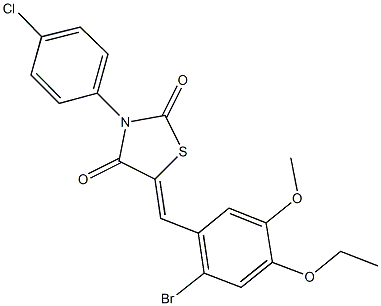 5-(2-bromo-4-ethoxy-5-methoxybenzylidene)-3-(4-chlorophenyl)-1,3-thiazolidine-2,4-dione Struktur