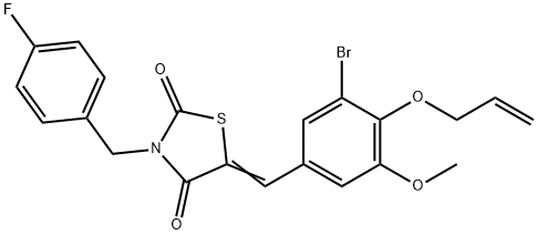 5-[4-(allyloxy)-3-bromo-5-methoxybenzylidene]-3-(4-fluorobenzyl)-1,3-thiazolidine-2,4-dione Struktur