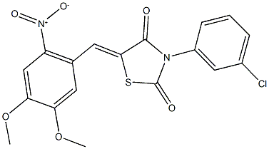 3-(3-chlorophenyl)-5-{2-nitro-4,5-dimethoxybenzylidene}-1,3-thiazolidine-2,4-dione Struktur