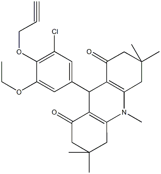 9-[3-chloro-5-ethoxy-4-(2-propynyloxy)phenyl]-3,3,6,6,10-pentamethyl-3,4,6,7,9,10-hexahydro-1,8(2H,5H)-acridinedione Struktur