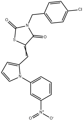 3-(4-chlorobenzyl)-5-[(1-{3-nitrophenyl}-1H-pyrrol-2-yl)methylene]-1,3-thiazolidine-2,4-dione Struktur