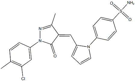 4-(2-{[1-(3-chloro-4-methylphenyl)-3-methyl-5-oxo-1,5-dihydro-4H-pyrazol-4-ylidene]methyl}-1H-pyrrol-1-yl)benzenesulfonamide Struktur