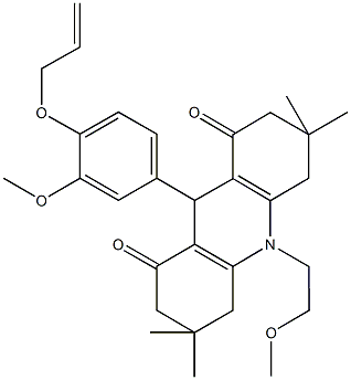 9-[4-(allyloxy)-3-methoxyphenyl]-10-(2-methoxyethyl)-3,3,6,6-tetramethyl-3,4,6,7,9,10-hexahydro-1,8(2H,5H)-acridinedione Struktur