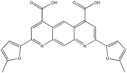 2,8-bis(5-methyl-2-furyl)pyrido[3,2-g]quinoline-4,6-dicarboxylic acid Struktur