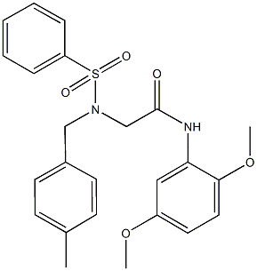 N-[2,5-bis(methyloxy)phenyl]-2-[[(4-methylphenyl)methyl](phenylsulfonyl)amino]acetamide Struktur