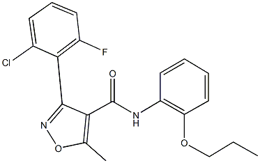 3-(2-chloro-6-fluorophenyl)-5-methyl-N-(2-propoxyphenyl)-4-isoxazolecarboxamide Struktur