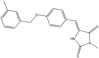 3-methyl-5-{4-[(3-methylbenzyl)oxy]benzylidene}-2-thioxo-4-imidazolidinone Struktur