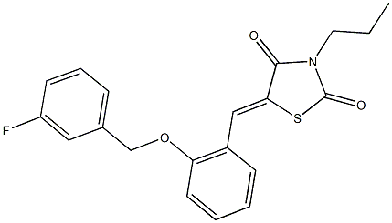 5-{2-[(3-fluorobenzyl)oxy]benzylidene}-3-propyl-1,3-thiazolidine-2,4-dione Struktur