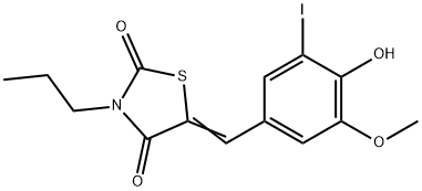 5-(4-hydroxy-3-iodo-5-methoxybenzylidene)-3-propyl-1,3-thiazolidine-2,4-dione Struktur