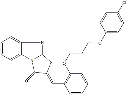 2-{2-[3-(4-chlorophenoxy)propoxy]benzylidene}[1,3]thiazolo[3,2-a]benzimidazol-3(2H)-one Struktur