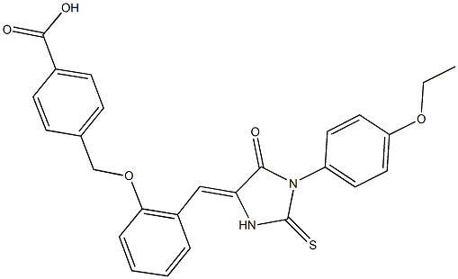 4-[(2-{[1-(4-ethoxyphenyl)-5-oxo-2-thioxo-4-imidazolidinylidene]methyl}phenoxy)methyl]benzoic acid Struktur