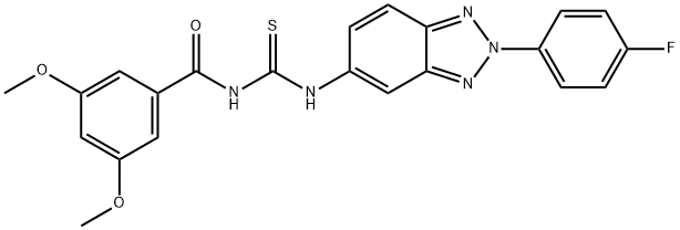 N-(3,5-dimethoxybenzoyl)-N'-[2-(4-fluorophenyl)-2H-1,2,3-benzotriazol-5-yl]thiourea Struktur