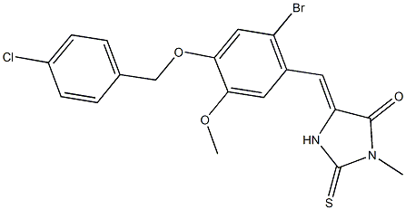 5-{2-bromo-4-[(4-chlorobenzyl)oxy]-5-methoxybenzylidene}-3-methyl-2-thioxo-4-imidazolidinone Struktur