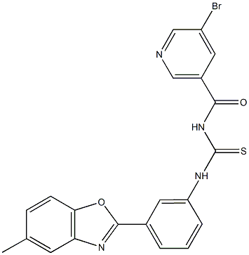 N-[(5-bromopyridin-3-yl)carbonyl]-N'-[3-(5-methyl-1,3-benzoxazol-2-yl)phenyl]thiourea Struktur