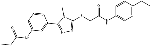 N-[3-(5-{[2-(4-ethylanilino)-2-oxoethyl]sulfanyl}-4-methyl-4H-1,2,4-triazol-3-yl)phenyl]propanamide Struktur