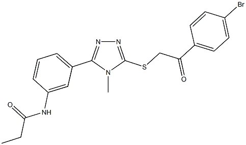 N-[3-(5-{[2-(4-bromophenyl)-2-oxoethyl]sulfanyl}-4-methyl-4H-1,2,4-triazol-3-yl)phenyl]propanamide Struktur