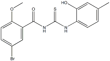 N-(5-bromo-2-methoxybenzoyl)-N'-(2-hydroxy-4-methylphenyl)thiourea Struktur