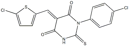 1-(4-chlorophenyl)-5-[(5-chloro-2-thienyl)methylene]-2-thioxodihydro-4,6(1H,5H)-pyrimidinedione Struktur