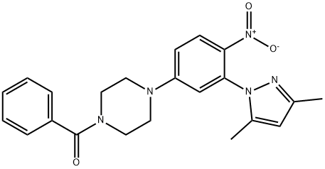 1-benzoyl-4-{3-(3,5-dimethyl-1H-pyrazol-1-yl)-4-nitrophenyl}piperazine Struktur