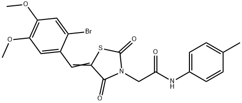 2-[5-(2-bromo-4,5-dimethoxybenzylidene)-2,4-dioxo-1,3-thiazolidin-3-yl]-N-(4-methylphenyl)acetamide Struktur