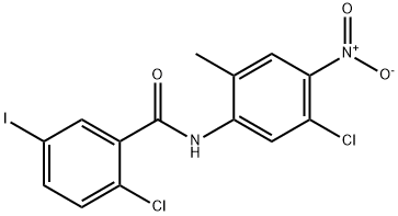 2-chloro-N-{5-chloro-4-nitro-2-methylphenyl}-5-iodobenzamide Struktur