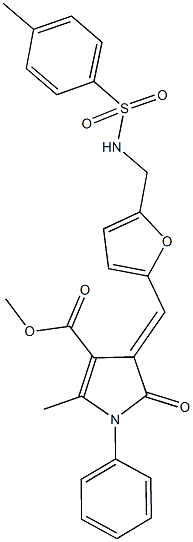 methyl 2-methyl-4-{[5-({[(4-methylphenyl)sulfonyl]amino}methyl)-2-furyl]methylene}-5-oxo-1-phenyl-4,5-dihydro-1H-pyrrole-3-carboxylate Struktur