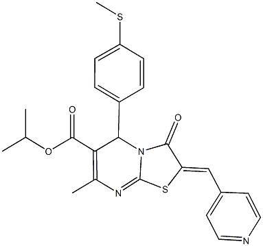 isopropyl 7-methyl-5-[4-(methylsulfanyl)phenyl]-3-oxo-2-(4-pyridinylmethylene)-2,3-dihydro-5H-[1,3]thiazolo[3,2-a]pyrimidine-6-carboxylate Struktur