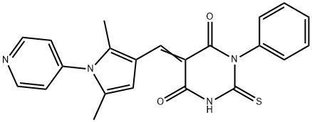 5-{[2,5-dimethyl-1-(4-pyridinyl)-1H-pyrrol-3-yl]methylene}-1-phenyl-2-thioxodihydro-4,6(1H,5H)-pyrimidinedione Struktur