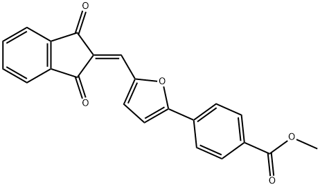 methyl 4-{5-[(1,3-dioxo-1,3-dihydro-2H-inden-2-ylidene)methyl]-2-furyl}benzoate Struktur