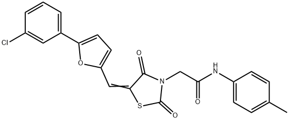 2-(5-{[5-(3-chlorophenyl)-2-furyl]methylene}-2,4-dioxo-1,3-thiazolidin-3-yl)-N-(4-methylphenyl)acetamide Struktur