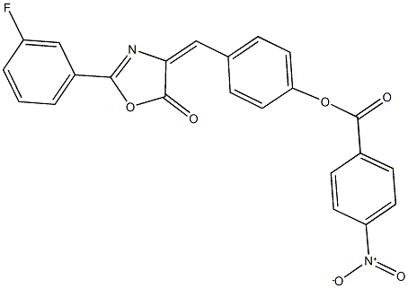 4-[(2-(3-fluorophenyl)-5-oxo-1,3-oxazol-4(5H)-ylidene)methyl]phenyl 4-nitrobenzoate Struktur