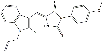 5-[(1-allyl-2-methyl-1H-indol-3-yl)methylene]-3-(4-methoxyphenyl)-2-thioxo-4-imidazolidinone Struktur