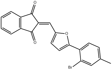 2-{[5-(2-bromo-4-methylphenyl)furan-2-yl]methylidene}-1H-indene-1,3(2H)-dione Struktur