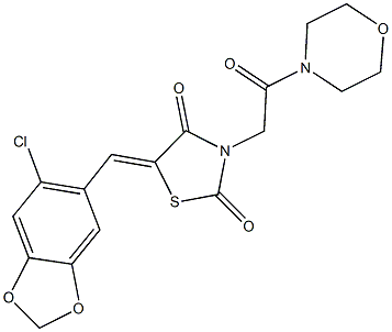 5-[(6-chloro-1,3-benzodioxol-5-yl)methylene]-3-[2-(4-morpholinyl)-2-oxoethyl]-1,3-thiazolidine-2,4-dione Struktur