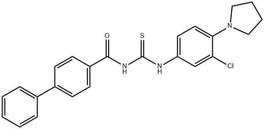 4-[({[3-chloro-4-(1-pyrrolidinyl)anilino]carbothioyl}amino)carbonyl]-1,1'-biphenyl Struktur