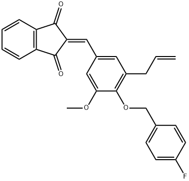 2-{3-allyl-4-[(4-fluorobenzyl)oxy]-5-methoxybenzylidene}-1H-indene-1,3(2H)-dione Struktur