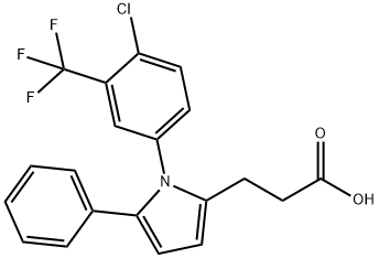 3-{1-[4-chloro-3-(trifluoromethyl)phenyl]-5-phenyl-1H-pyrrol-2-yl}propanoic acid Struktur