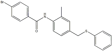 4-bromo-N-{2-methyl-4-[(phenylsulfanyl)methyl]phenyl}benzamide Struktur