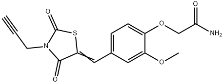 2-{4-[(2,4-dioxo-3-prop-2-ynyl-1,3-thiazolidin-5-ylidene)methyl]-2-methoxyphenoxy}acetamide Struktur